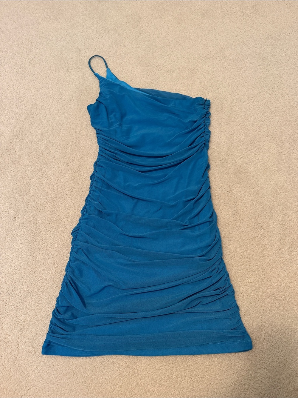 Princess Polly One-Shoulder Ruched Electric Blue Dress
